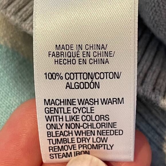 IZOD Cotton Argyle Long Sleeve V-Neck Sweater, Pastel Blue, Gray, Y2K, Preppy XL - Picture 5 of 8